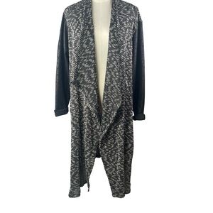 Jones New York Black and White Knit Open Front Drape Cardigan Sweater Size 2X